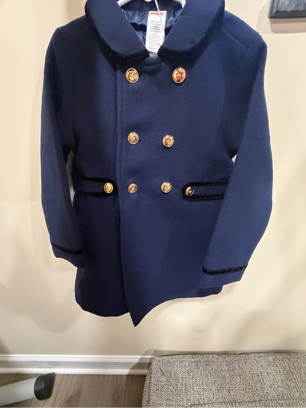 Gymboree Navy Pea Coat with Gold Buttons